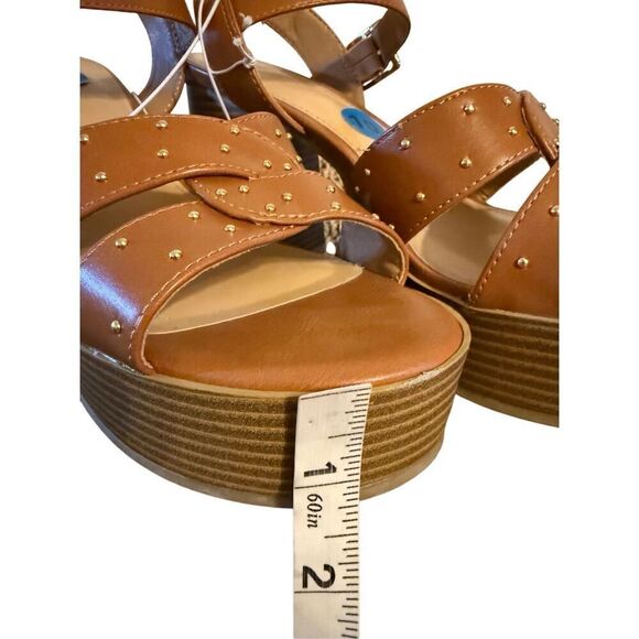 Brand New Report Haiti Platform Open Toe Brown Studded Ankle Strap Sandals 10 - Picture 13 of 13